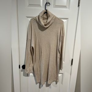Beige Ribbed Sweater Dress